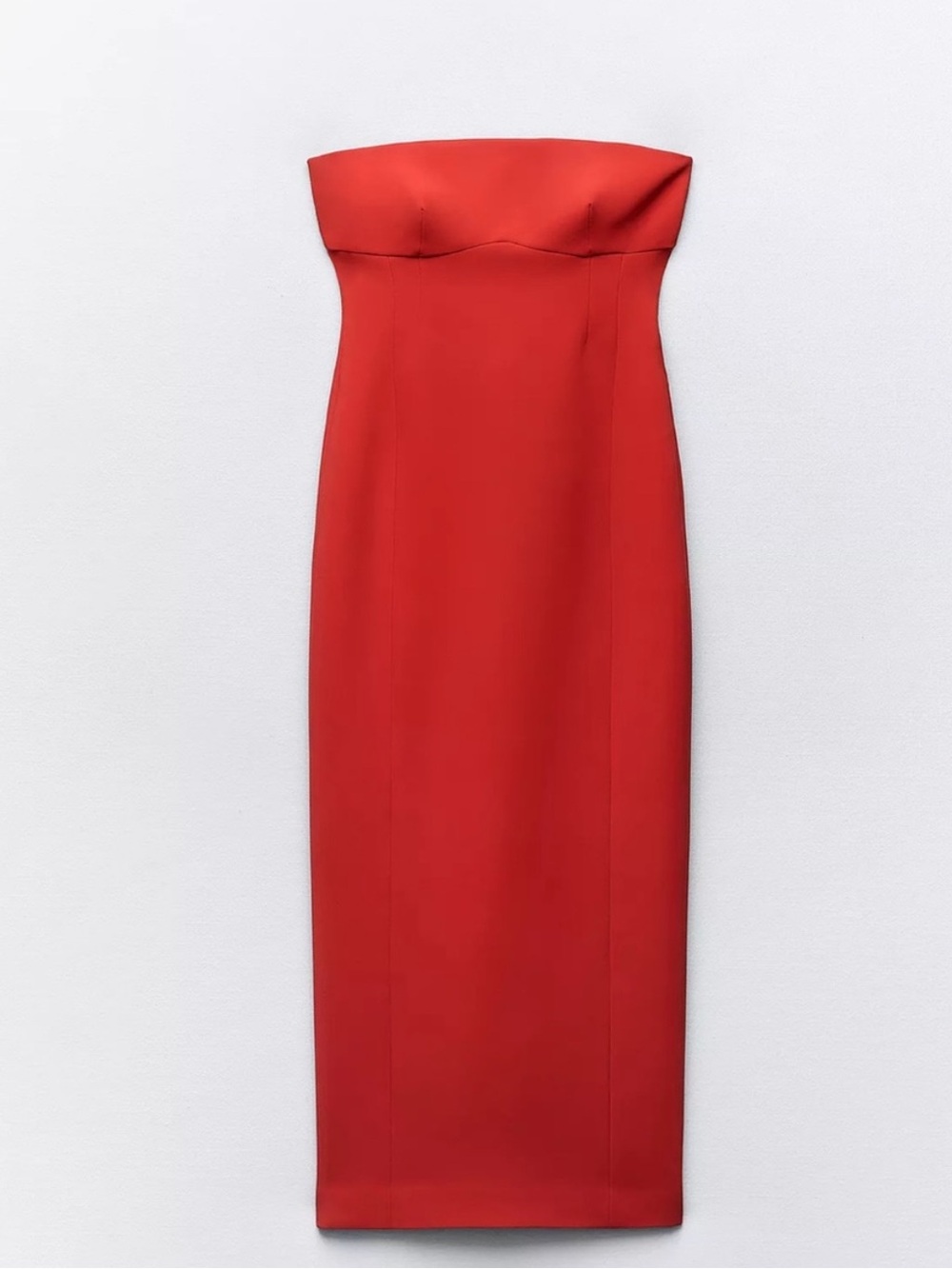 Zara Strapless Red Midi Dress Sz Medium NWT - Picture 3 of 11